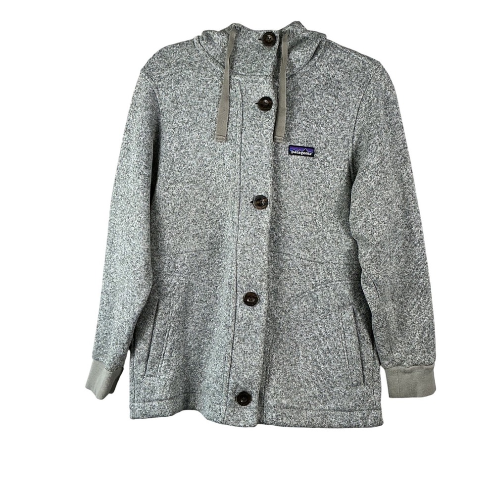 Patagonia Better Sweater Hooded Coat Grey Heather Button Front Coat Jacket M